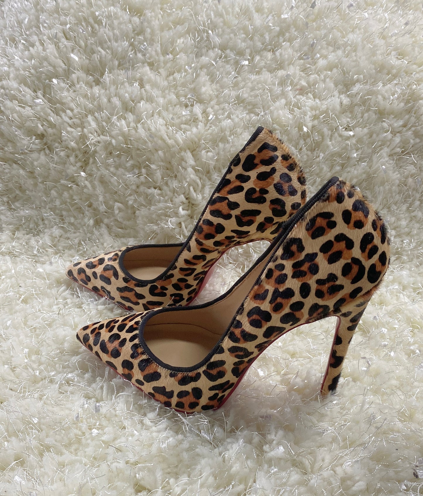 Leopard suede heels