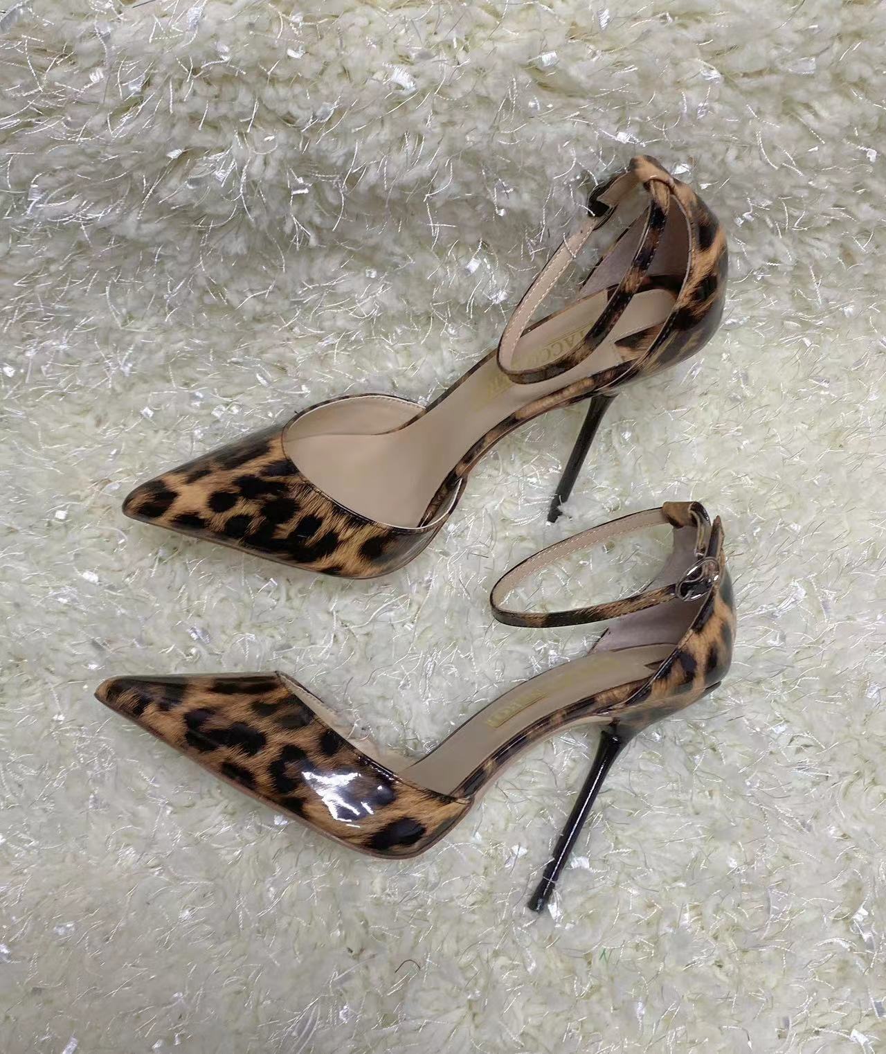 Sophie leopard ankle strap heels