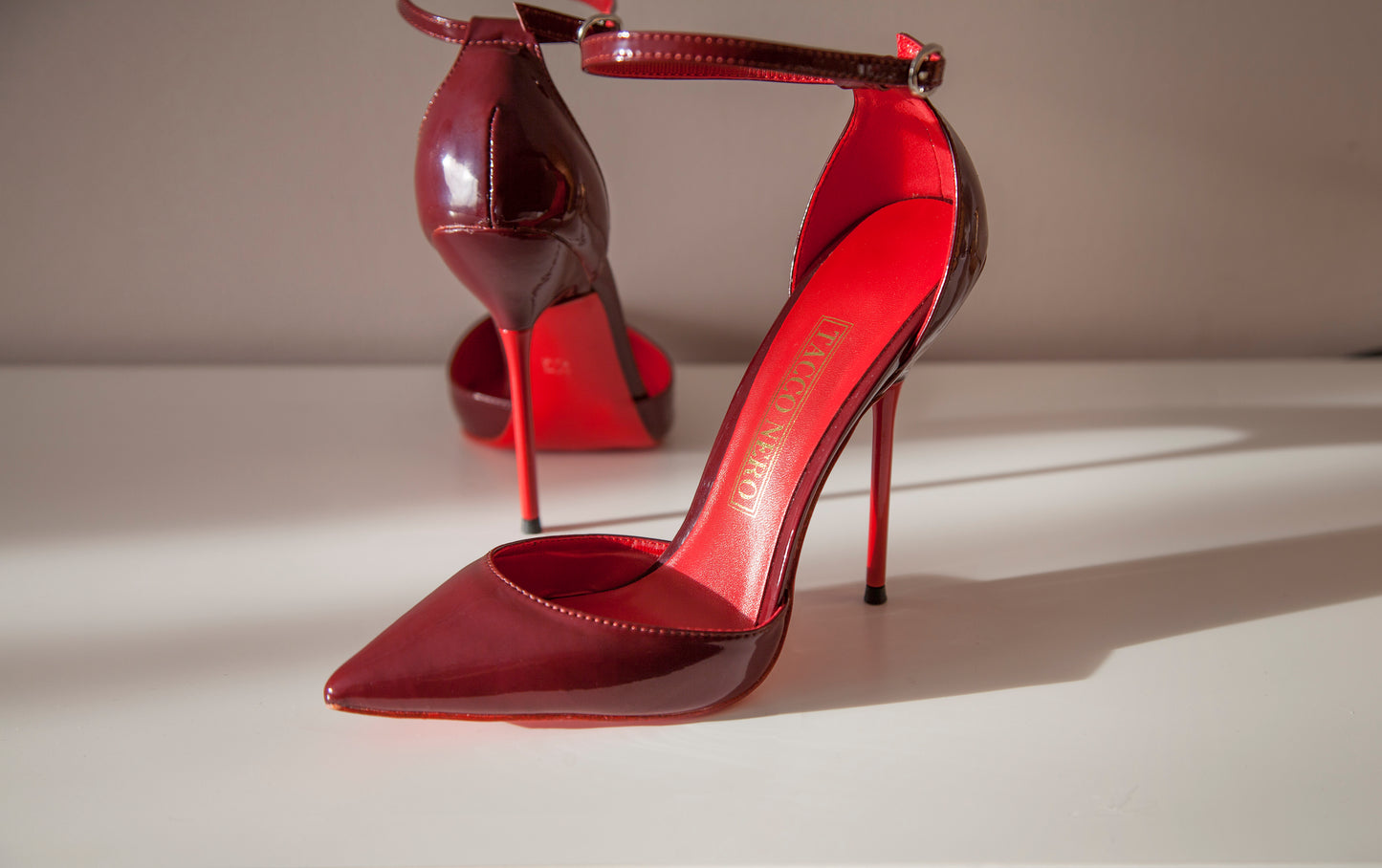 Burgundy ankle strap heels